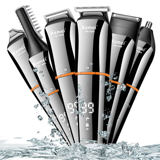 Kemei Waterproof 11 in 1 Men's Grooming Kit Electric Beard Trimmer Cordless Razor Hair Clippers Rechargeable Nose Trimmer