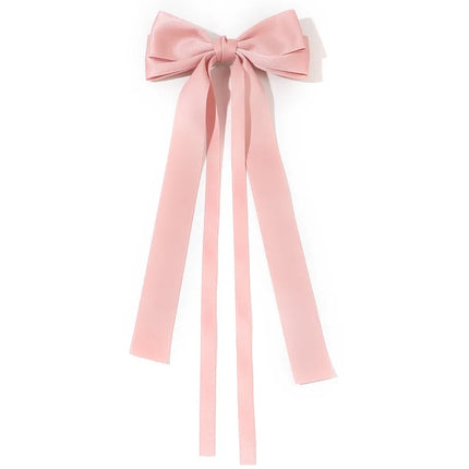 Korean Solid Color Ribbon Double Bowknot Hair Clips for Women Girls Trendy Big Bow Long Tassel Silver Barrettes Pin Accessories