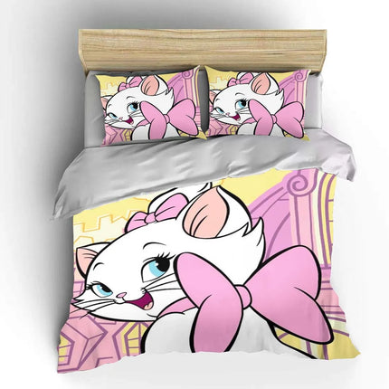 Disney Marie Cat Cartoon Bedding Set Quilt Duvet Cover 3 Pieces Pillowcase King Queen Size Bedclothes Children Bed Decor Gift