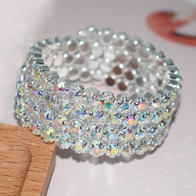 Bride's New AB Rhinestone Arm Bracelet Stage Performance Crystal Hand Jewelry Accessories