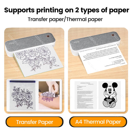 A4 Thermal Printers Wireless Tattoo Transfer Bluetooth USB Mobile Printer Machine Text PDF Document Printing Maker with Paper