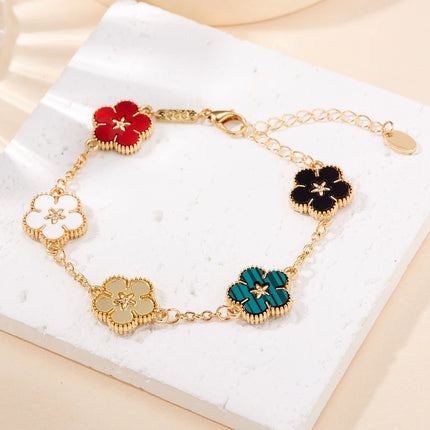 Korean 5 Petaled Flower Bracelet for Women Fashion Charm Metal Chain Bracelet Wedding Party Girlfriends Jewelry Gift