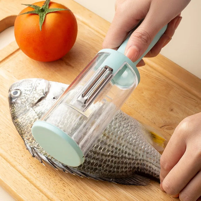 1 Piece Stainless Steel Peeler with Container, Storage Peeler Knife Double Sided Fish Scaler Suitable for Fruits and Vegetables