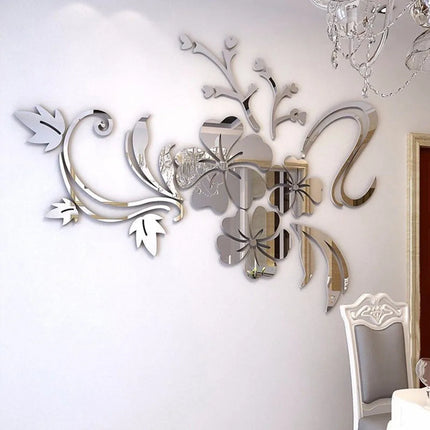 Hot Acrylic Mirror 3D Stickers Wall Sticker Diy Home Decoration Multi Piece Package Festival For Wall Modern Art Flower Sticker