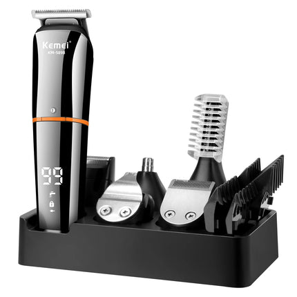 Kemei Waterproof 11 in 1 Men's Grooming Kit Electric Beard Trimmer Cordless Razor Hair Clippers Rechargeable Nose Trimmer