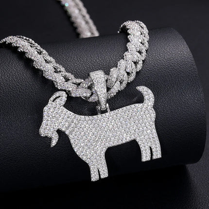 Iced Out Moissanite Sheep Pendant 925 Sterling Silver Goat Necklace For Men Women Rapper Hip Hop Jewelry Passed Diamond Test