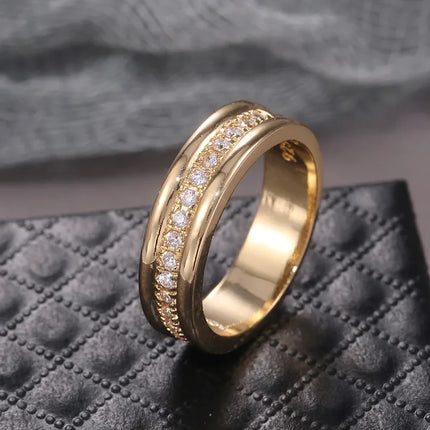 2024New Fashion Wedding Ring for Women Luxury Rose Gold Color Double Ring Row Square Zircon Stainless Steel Finger Rings Jewelry