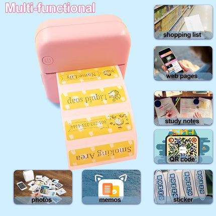 Mini Pocket Printer Sticker Label Printer Inkless Bluetooth Wireless Thermal Printer Note Photo Printing Portable Printer Office