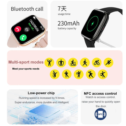 For Huawei Xiaomi Compass NFC Smart Watches Women 1.75 inch AMOLED 390*450 HD Bluetooth Call Waterproof Man Smartwatch 2024 New