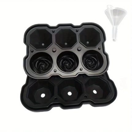 1pc Diamond & Rose Shaped Ice Cube Mould, Modern Silicone Ice Cube Maker Tray For Bar, Office