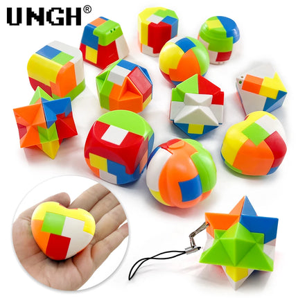 UNGH 6pcs/set Luban 3D Puzzle Magic Cube Intellectual Children Lock Brain Teaser Game Educational Toys for Kids Adult Antistress