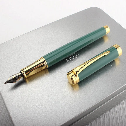 High Quality Men Luxury Metal Fountain Pen Arrow Feather Design Custom Calligraphy Pen Stationery Noble School Supplies