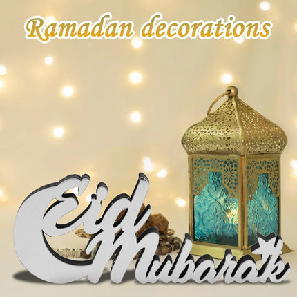 Moon Star Ramadan Wooden Sign Muslim Islamic Kareem Iftar EID Mubarak Rustic Home Table Centrepiece Tabletop Art Decoration Gift