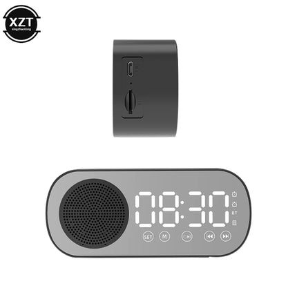 New Wireless Bluetooth Speaker HD Mirror TF Card FM Radio HIFI Music Sound Box Mini Portable Speaker with Clock Alarm Function