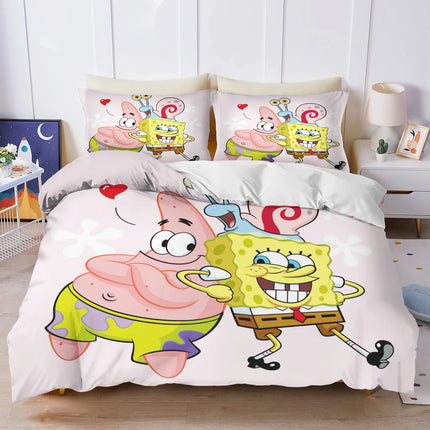 Spongebob Twin Bedding Set Cute Printed Cartoon Quilt Cover Duvet Cover Comforter Sets Queen