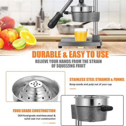 Commercial Heavy Duty Cast Iron Hand Press Manual Orange Citrus Lemon Lime Grapefruit Pomegranate Fruit Juice Squeezer Machine