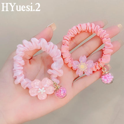 Kawaii Bear Rabbit Flower Beaded Hair Ties Elastic Cartoon Ponytail Holders Rubber Bands Hair Ropes For Baby Girls Toddler