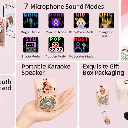 Divoom Fairy-OK Retro Mini Karaoke Speaker with Microphone Karaoke Function with Voice Change, FM Radio, TF Card