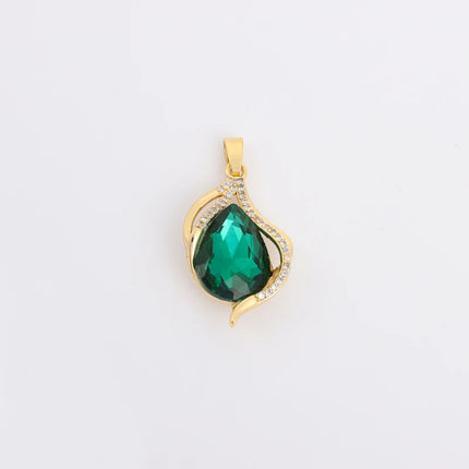 New Vintage Style Light Luxury Green Water Drop Pendant Necklace For Women Trendy Stainless Steel Jewelry Ladies Wedding Jewelry