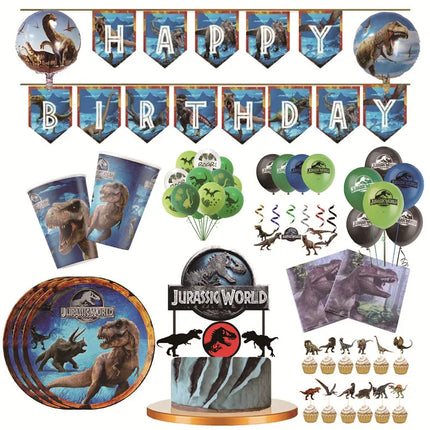 New Jurassic World Theme Party Disposable Tableware Jurassic World Dino Birthday Party Decorations Jungle Party Supplies Toys