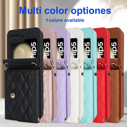 Crossbody Bag Fashion Leather Phone Case For Samsung Galaxy Z Flip 6 5 4 3 Flip5 Flip4 Flip3 5G Long Lanyard Wallet Card Cover