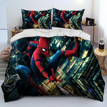 23 Style Spider Man Cartoon Marvel Comforter Bedding Set,Duvet Cover Bed Set Quilt Cover Pillowcase,Queen Bedding Set Adult Kids