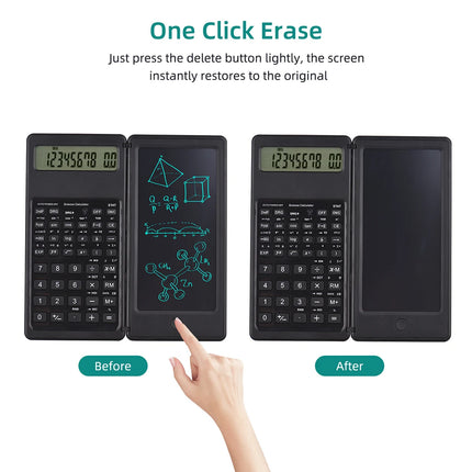 Foldable Scientific Calculator 10-Digit Digital Large Display with an Erasable Writing Tablet Digital Drawing Pad Math Calculato