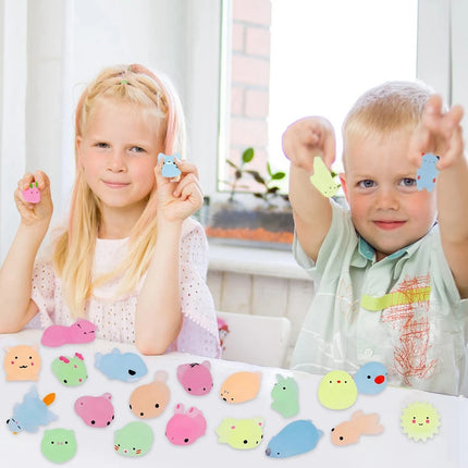 12/36PCS for Kids Kawaii Animals Squishies Mochi Squishy Toys Glow in The Dark Party Favors Stress Relief Squishy