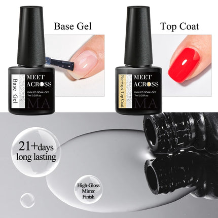 MEET ACROSS 7ML Base Gel No-wipe Matte Top Coat Long Lasting Functional UV Gel Nail Polish Vernis Nail Art Manicure Tools Design