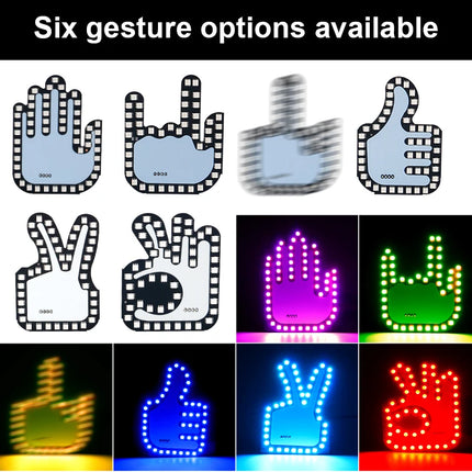 New LED Illuminated Gesture Light Car Finger Light With Remote Road Rage Signs Middle Finger Gesture Light Hand Lamp Three Model