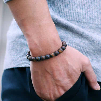 New Simple Style Bracelet For Men Grade A Frosted Natural Stone Braslet Accessories Hombre Sodalite Tiger Eyes Beaded Braclet