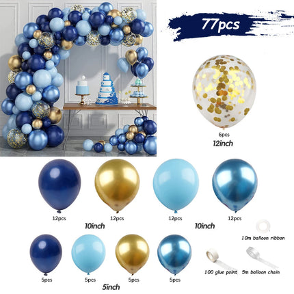 Balloons Garland Arch Set Blue Metal Gold Confetti Ballons Wedding Background Happy Birthday Kids Party Decor Baby Shower Globos