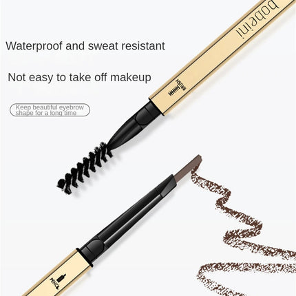 Small Golden Eyebrow Pencil Automatic Rotation Double-headed With Brush Natural Waterproof Sweat-proof Lasting Eyes Makeup