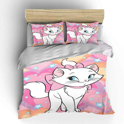 Disney Marie Cat Cartoon Bedding Set Quilt Duvet Cover 3 Pieces Pillowcase King Queen Size Bedclothes Children Bed Decor Gift