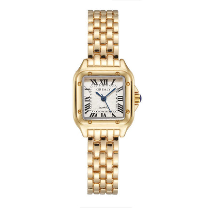 Women's Fashion Square Watches Gold Alloy Strap 2023 Luxury Ladies Quartz Wristwatches Qualities Female Roman Scale Clock