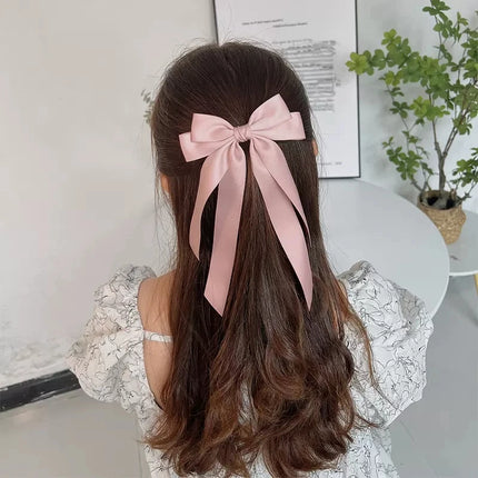 Lystrfac Fashion Fabric Ribbon Hair Bow Hairpin for Women Girls Hair clips Black White Bow Top Clip Female Hair Accessories