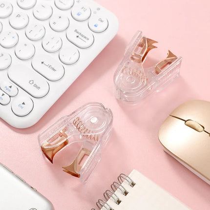 Creative Rose Gold Stapler For Students Staple Remover Staples Tools Cute Transparent Stapler Stationery Office School Supply