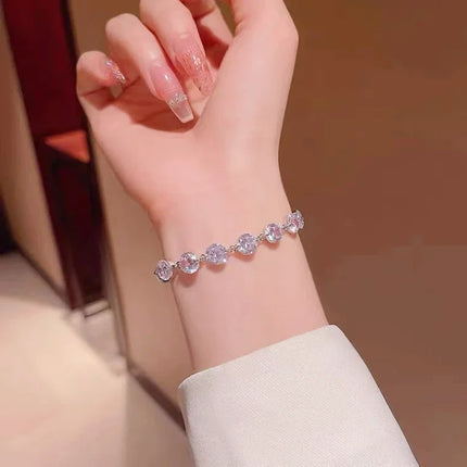 Luxury Shiny Silver Color Adjustable Crystal Zircon Bracelet For Women 2023 New Fashion Platinum Plating Bracelet Jewelry Gift