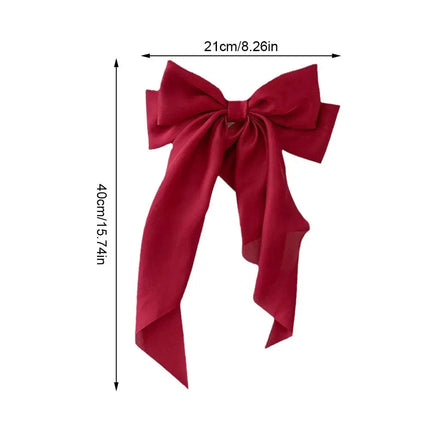 Women Large Bow Ribbon Hairpin Summer Chiffon Big Bowknot Stain Bow Barrettes Women Solid Color Ponytail Clip Hair Accessories