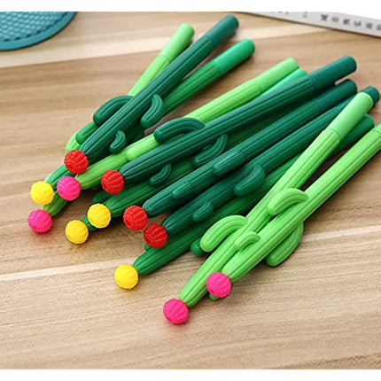 24 Pcs Wholesale Creative Cactus Black Gel Ink Pens Five Novel Stylesncute Fun Writing Pens School Office Student Supplies