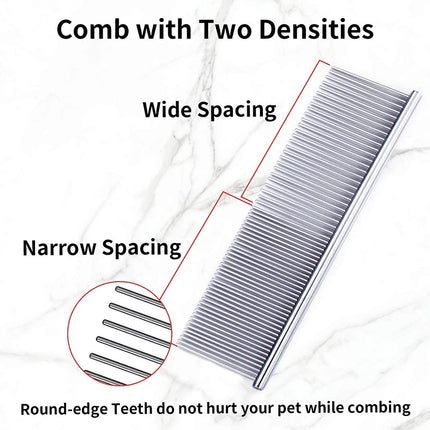 Pet Dematting Comb Stainless Steel Pet Grooming Comb for Dogs and Cats Gently Removes Loose Undercoat Flea Comb Pretty&Better