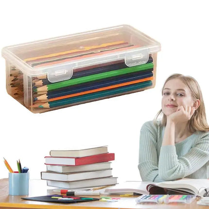 Pencil Case Box PP Material Transprant Pen Box Stationery Pen Case Supplies Pencil Storage Multifunction Transparent