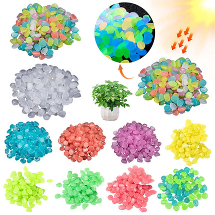 100Pcs Outdoor Decorative Stones Multifunction Glow In The Dark Pebbles Glow in The Dark Rocks Reusable for Aquarium Fish Tank