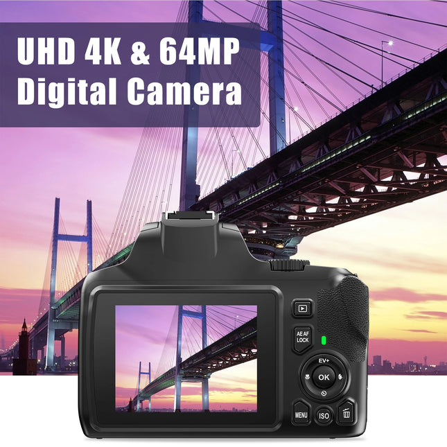 4K 64MP WiFi Digital Camera for Photography Video Camera with Flash,HDMI Output Livestream Vlog 10X Optical Zoom SLR Webcam