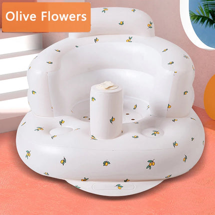 Baby Inflatable Sofa Children Puff Portable Bath Chairs PVC Multifunctional Seat Practice Sitting Bath Stool