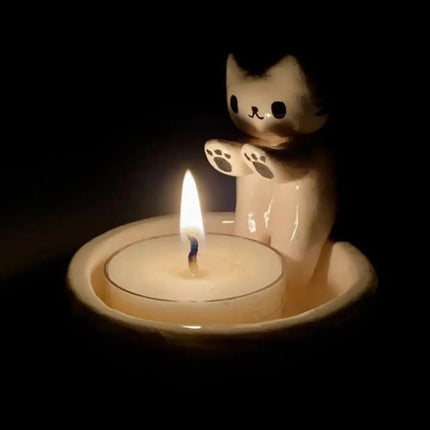 Kitten Candle Holder Cute Cat Candlestick Creative Aromatherapy Candle Holder Durable High Tempe Cartoon Candlestick Decoration