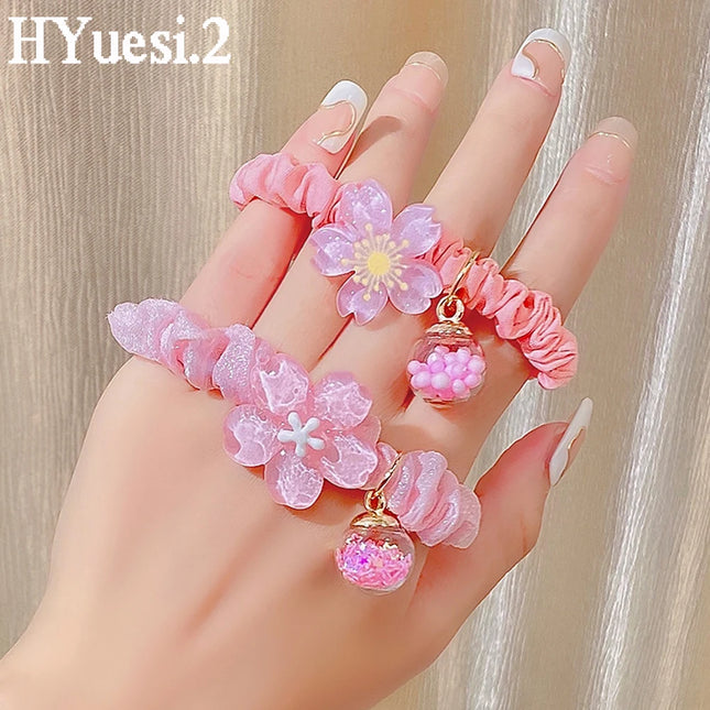 Kawaii Bear Rabbit Flower Beaded Hair Ties Elastic Cartoon Ponytail Holders Rubber Bands Hair Ropes For Baby Girls Toddler