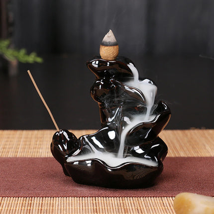 Ceramic Incense Burner Waterfall Backflow Smoke Censer Creative Incense Ornament Burner Home Decorative Crafts for Living Room