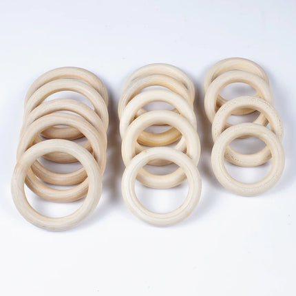 12-125mm Baby Natural Maple Wooden Teething Rings Teether Handmade  for Necklace Bracelet DIY Crafts Wood Teether BPA Free