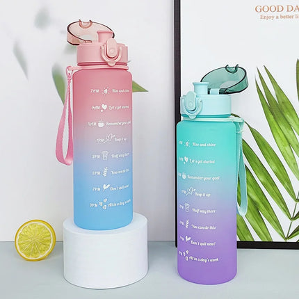 900ML Sports Water Bottle Gradient Plastic Space Water Cup Drinkware Portable Drinking Bottles Outdoor Travel Gym Fitness Jugs